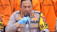 Kapolres Humbahas AKBP Hary Ardianto, SH, SIK, MH saat memaparkan pengungkapan kasus tindak pidana di wilayah hukum Polres Humbahas